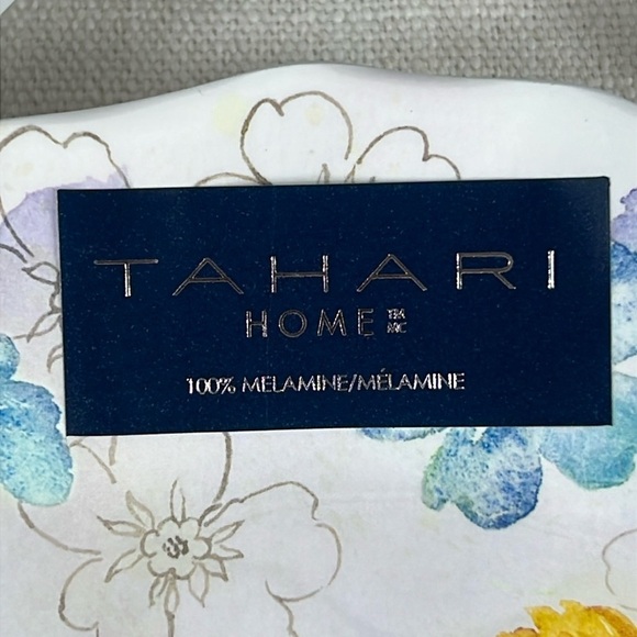 4 Tahari Home Melamine Salad Plates 9" Scalloped Spring Floral Wildflowers NEW - Picture 4 of 9